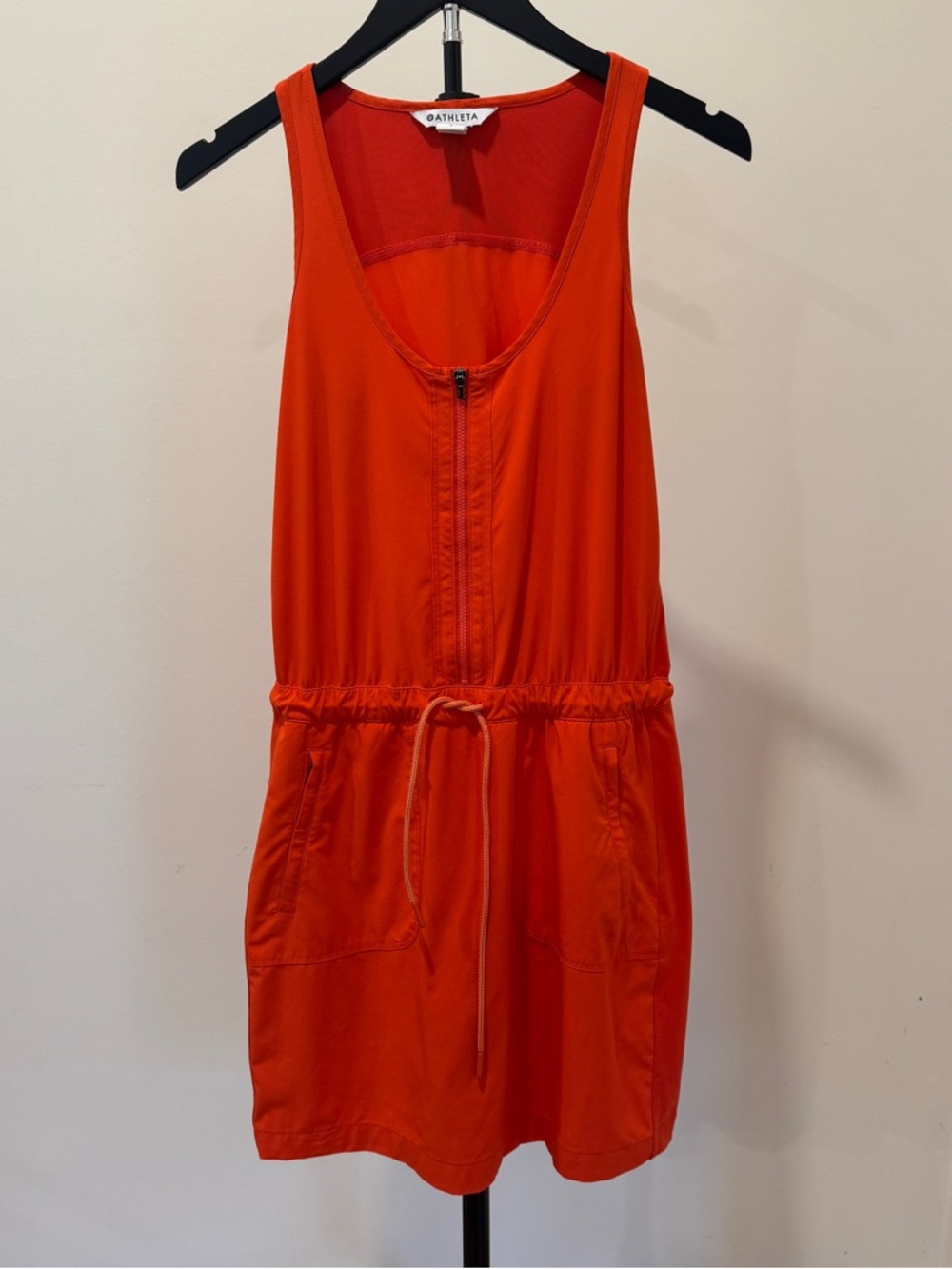 Athleta Expedition Dress Vermillion Flame Orange Zip Athletic Mini 2 Tenniscore